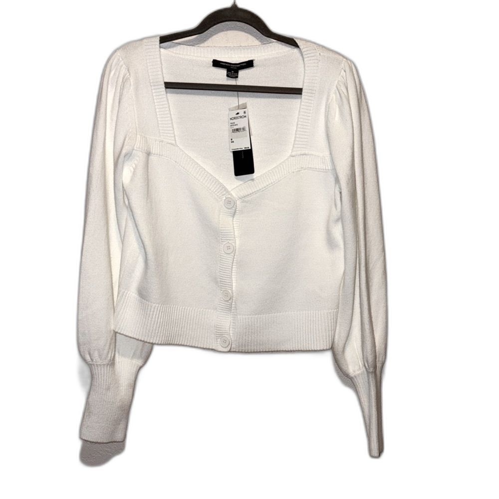 French Connection winter white cardigan sweater Size M NWT